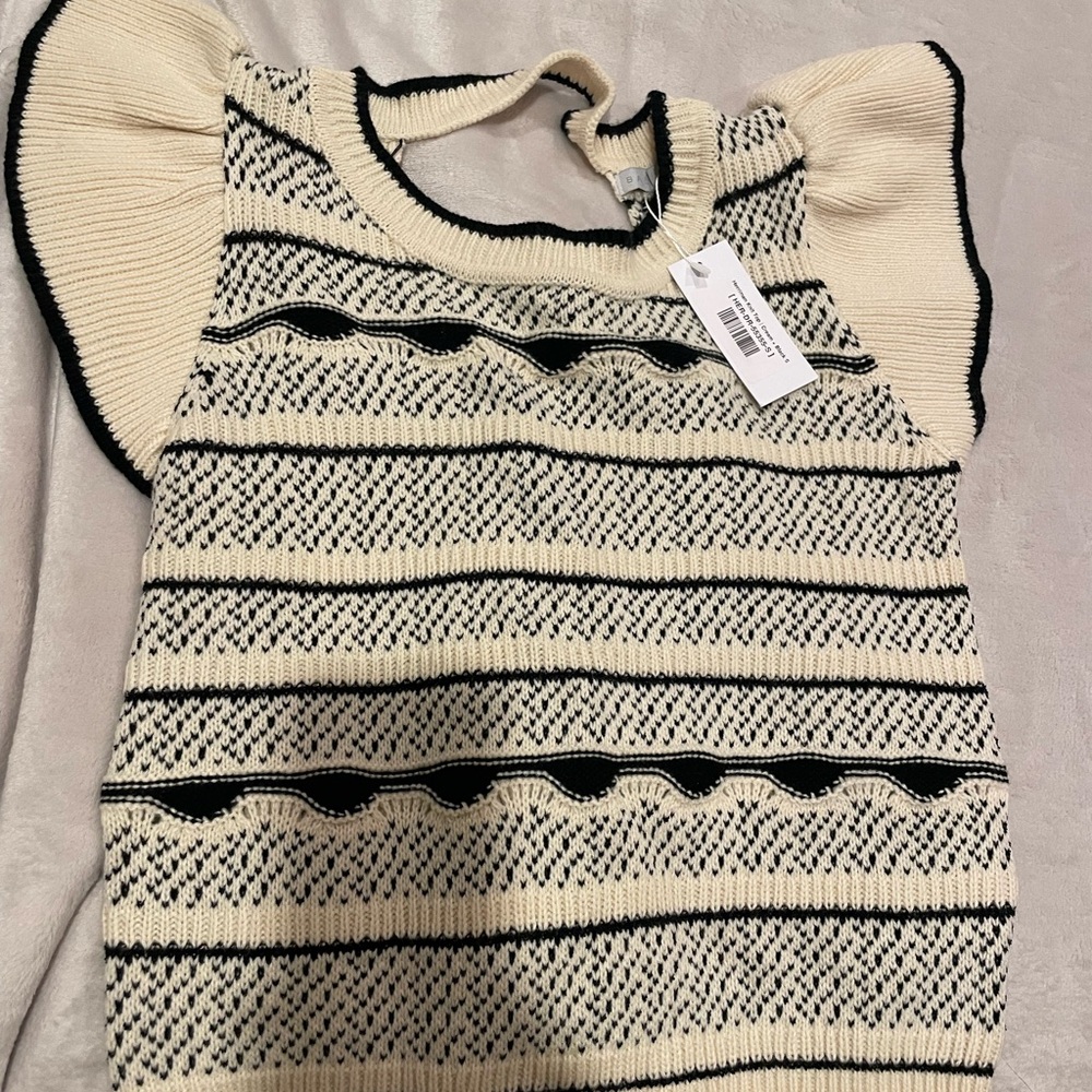 Baltic Born Black and Cream Knit Sweater Top